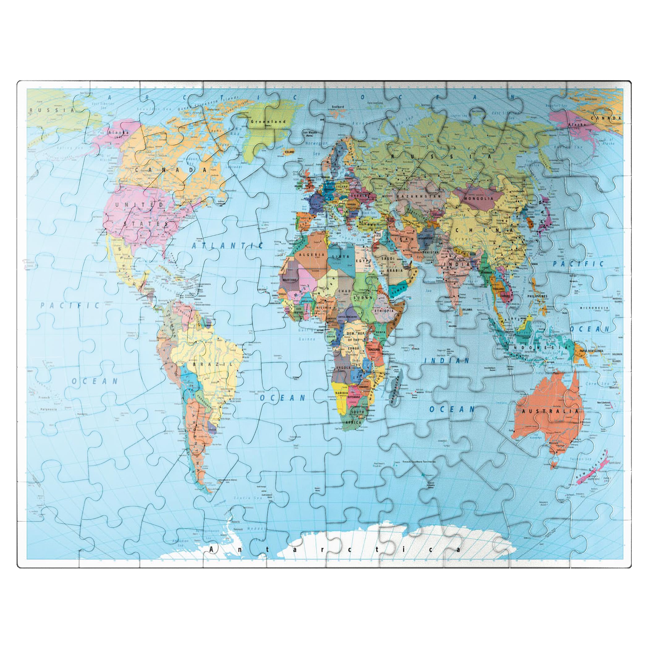 Amazon.com: MyPuzzle Color World Map - Borders, Countries, Roads